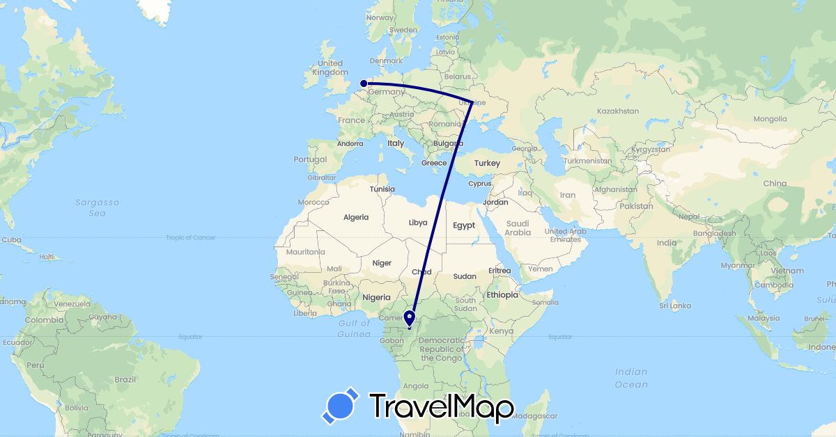 TravelMap itinerary: driving in Netherlands, Ukraine (Europe)